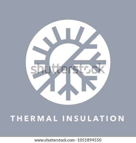 Thermal insulation icon with sun and snowflake warmth symbol. Vector illustration.