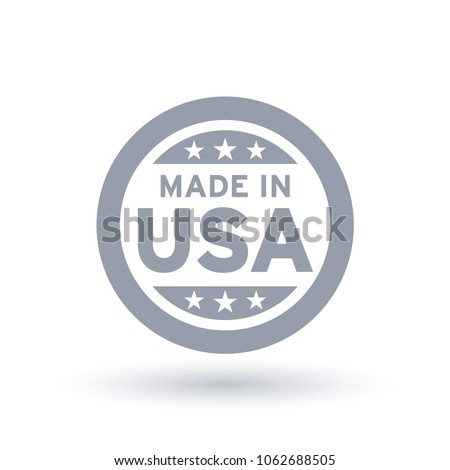 Made in USA icon in circle outline. American quality product symbol. Manufactured in the United States sign. Vector illustration.