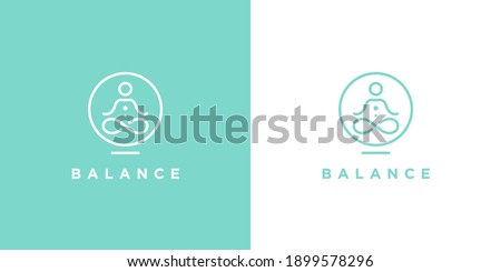 Yoga studio logo. Wellness health spa line icon. Meditation symbol. Zen harmony balance sign. Vector illustration.
