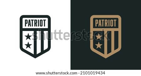 Abstract USA flag icon. Proudly American patriot badge design. United states of America star and stripes emblem. Vector illustration.