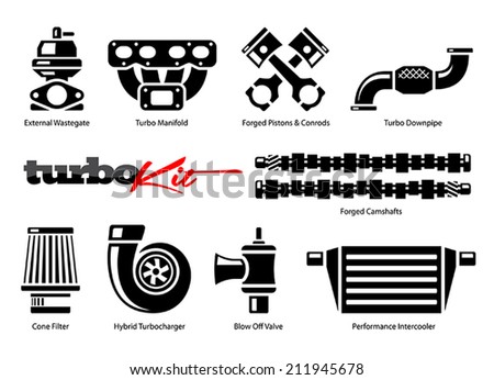 Vehicle Parts Icons for High Performance Turbo Kit 