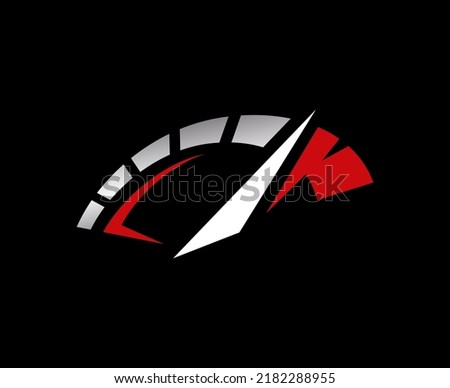 Auto speed rev icon. RPM performance logo. Full throttle accelerate emblem. Speedometer dial symbol. Vector illustration.