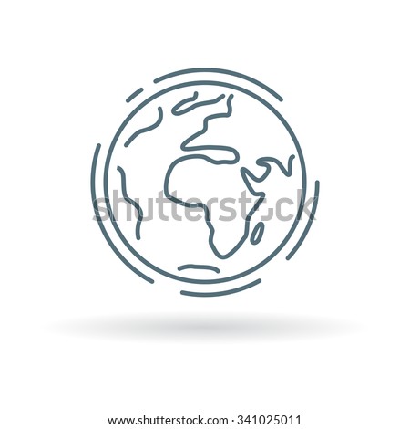 Planet icon. Earth sign. World symbol. Thin line icon on white background. Vector illustration.