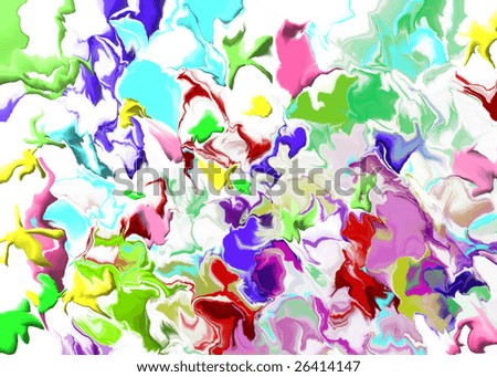 Mixed colors on white background give illusion of tie dye.