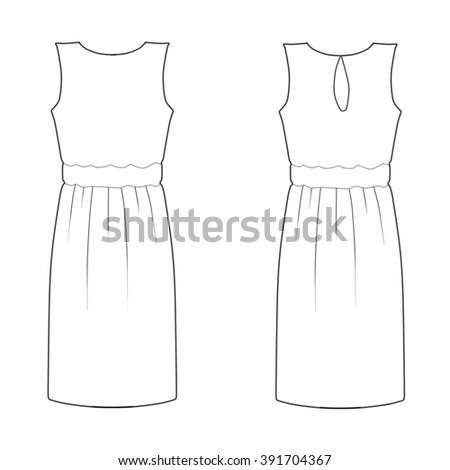 Set Of Fashion Flat Template Sketch - Short Woman Dress Stock Photo ...