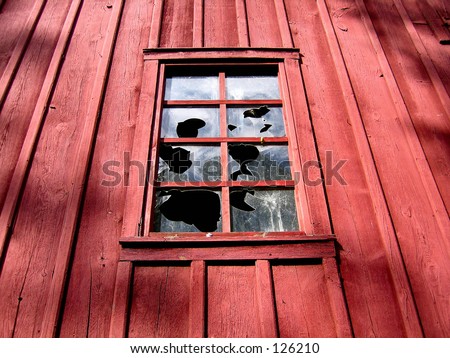 Broken Window on Barn