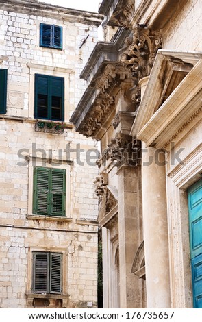architectural fragment of old buildings in croatia city