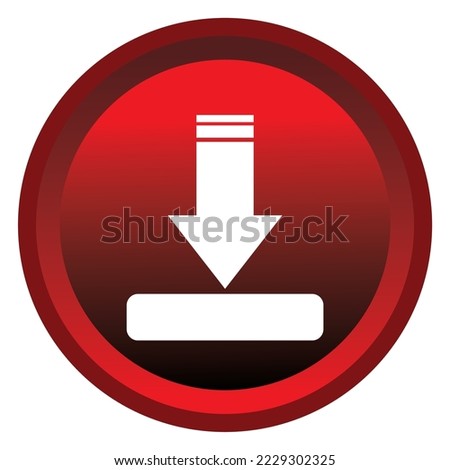 vector symbol or logo download with red graded color with white download icon in the middle of the circle