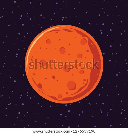 Cartoon of Mars, solar system planets. Astronomical observatory and stars universe. Astronomy galaxy illustration vector.