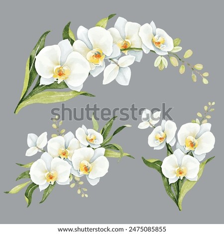 Similar – Image, Stock Photo White orchid in a neon light. Close-up.
