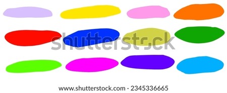 Set of hand drawn oval shapes in different colors isolated on white background. Vector design.