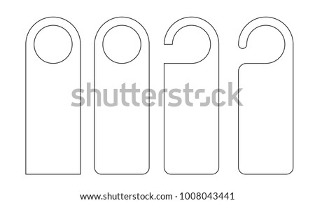 Vector Set of unique door hangers with trendy line style isolated on white background. Door hanger mockup.