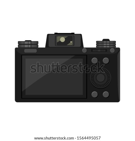 Trendy mirrorless Camera back side view with high detailed illustrated for your design. Flat and solid color vector illustration icon design.