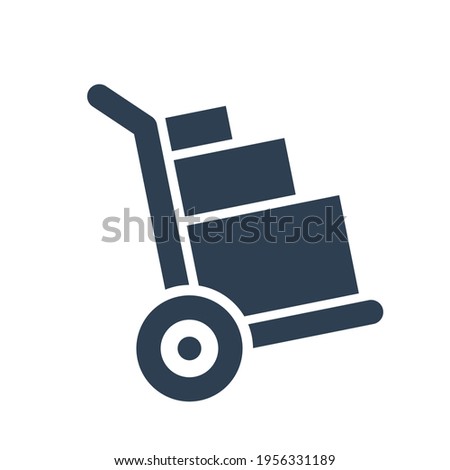 Metal Hand Truck icon. Hand Truck with side view symbol style. Flat and solid color vector illustration.