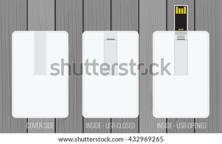 USB flash card empty template for corporate identity with flat color style.