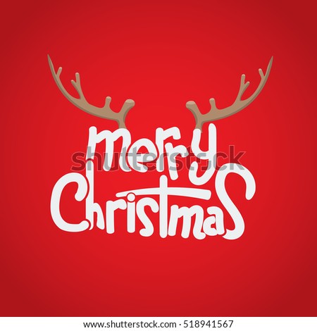 Merry Christmas Lettering Design With Deer Horn. Creative Design For ...
