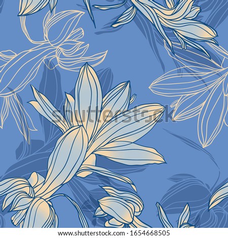 Schlumbergera. Color vector seamless pattern of flowers.
