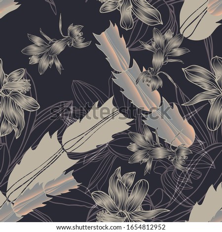 
Schlumbergera. Color vector seamless pattern of flowers.