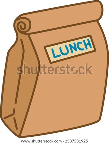 A cute paper bag lunch illustration.