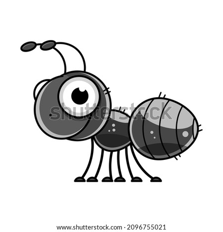 Cartoon ant vector icon, funny emmet insect with cute face and big eyes.   design element, wild creature, pest coontrol isolated on white background