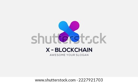 Initial Letter X Block chain Logo Template. Technology Vector Design