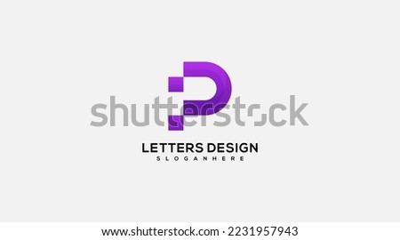 Letter P Design with purple color logo design Vector Illustration.