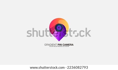 Gradient pin camera logo design vector logo design