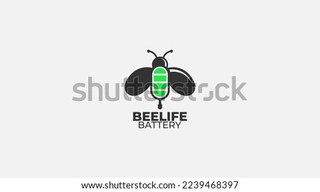 Bee battery vector logo design icon template