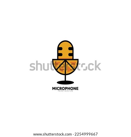 microphone with glass orange logo illustration design