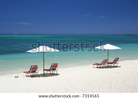 Umbrella on tropical beach recreation