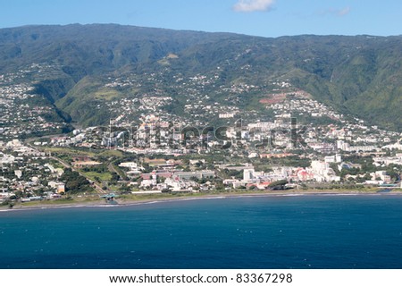 Aerial view of Saint Denis capital of Reunion island