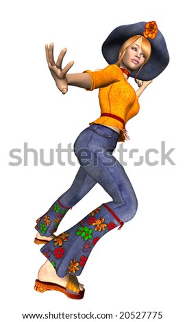 Digital render of a teen character posing in different poses.