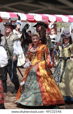 TAMPA FLORIDA- MARCH 13: The Queen walks the ground during showing off her court at the Renaissance Festival on March 13, 2010 in Tampa, Florida