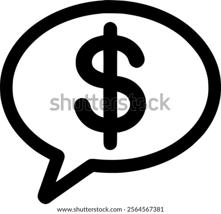 Speech bubble with dollar sign line icon, outline vector symbol, sign, symbol, vector, art