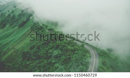 Foto Bild Nebel über asphaltierter Bergstraße