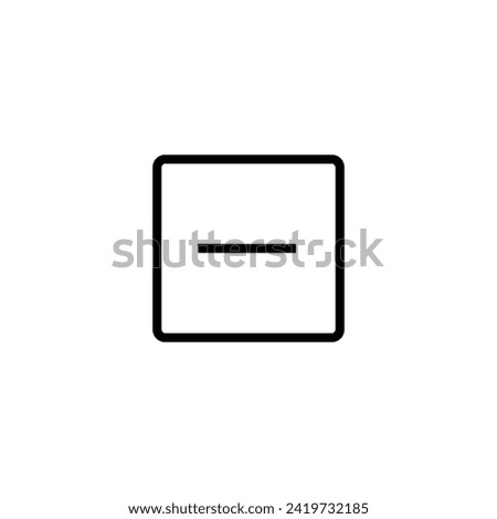 Minus in square sign icon. Outline icon on white background. Minus sign Silhouette. Web site, page and mobile app design vector element.