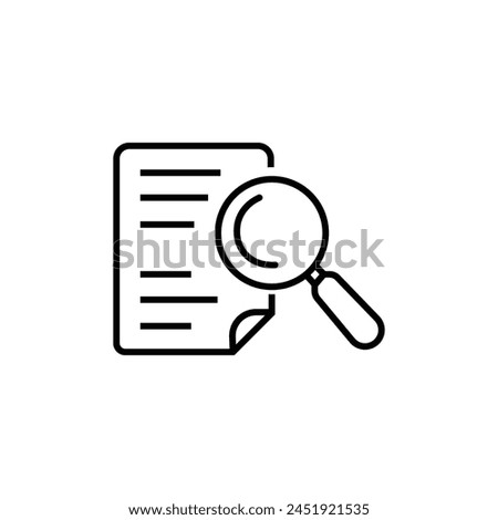 Search document book file icon, line style. To search for a file or file name. line icon style. Editable stroke vector illustration EPS 10