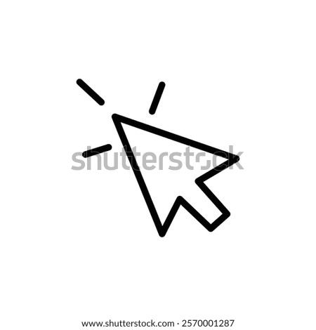 Click arrow icon. Cursor arrow icon with click effect. Indicates a computer mouse click, indicating an action, interaction, or selection.