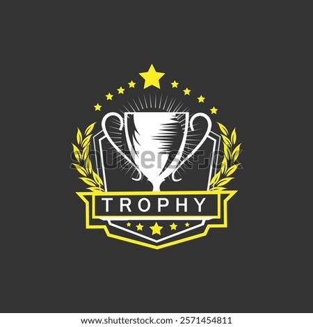 Trophy Tournament Badge Logo Design Vector Template. Black icons Victory trophies and awards