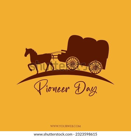 logo icon for celebrating pioneer day vector illustration suitable for pioneer day event on united states west american emigrant wagon