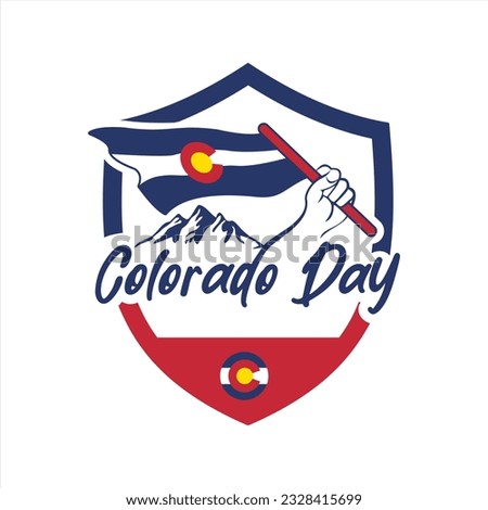 colorado day shield icon logo with colorado flag vector illustration suitable for cloth design or logo design to celebrate the colorado day event