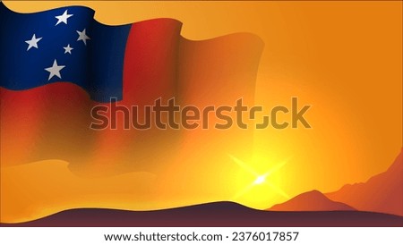 samoa waving flag background design on sunset view vector illustration suitable for poster, social media design event on samoa