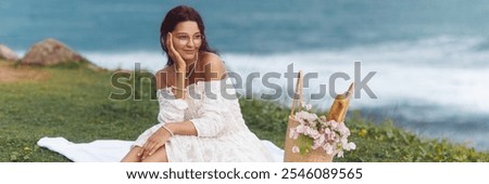 Similar – Image, Stock Photo Charming woman in lace bra in studio