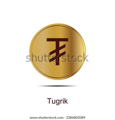 Tugrik coin icon round gold