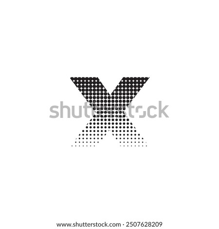 x alphabet halftone dotted effect logo icon vector illustration eps