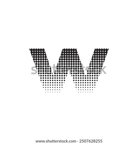 w alphabet halftone dotted effect logo icon vector illustration eps