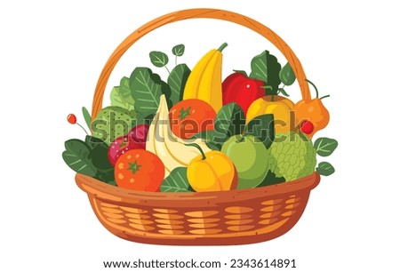 Illustration of a cornucopia filled with vegetables and decorated with flowers
