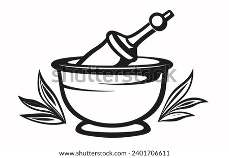 Pestle and mortar illustration vector logo,Illustration of mortar pestle simple icon logo for any design
