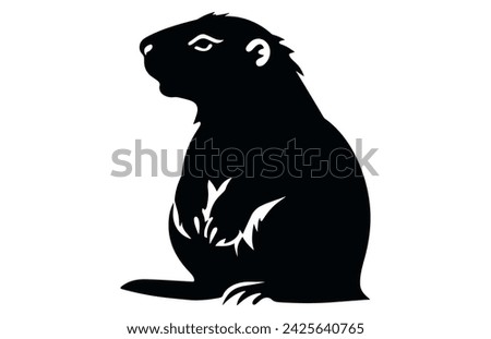 Groundhog Thinking silhouette design, groundhog Thinking black vector design ,

