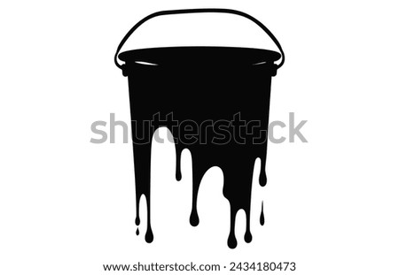 Paint Melting Bucket silhouette, Paint Bucket Icon Flat Graphic Design
